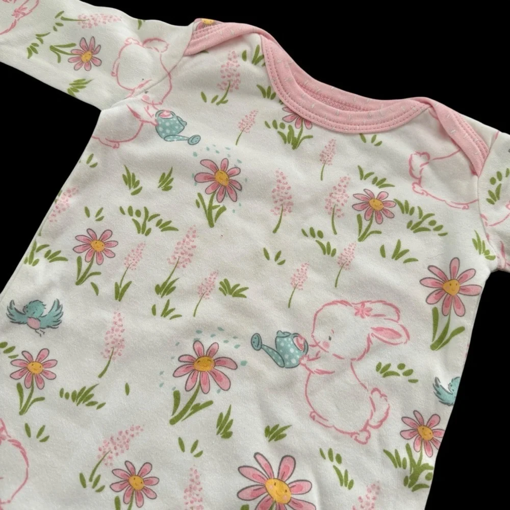 Bunnies by the Bay Baby Girls 0-3‎ months Bunny Floral Cotton Tie Bottom Gown NB